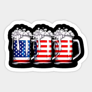 Beer American Flag 4Th Of July Sticker